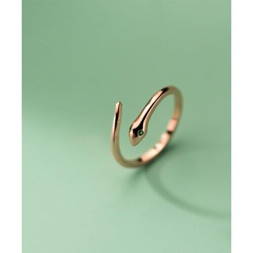 100% Womens Rings In Silver 925 Sterling Animal Snake Jewelery Female Fine Fashion Adjustable Ladies Rose Gold Color J8481