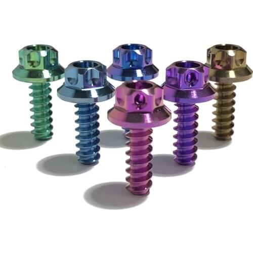 Tiremet 10pcs M5 x 15mm GR5 Titanium Alloy Self Tapping Flange head hex Screw Bolts For Motorcycle