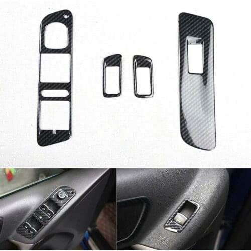 4Pcs Car Window Lift Switch Cover Stickers Door Armrest Car Trim For Volkswagen Tiguan 2010 2011 2012 LHD ABS Car Accessory