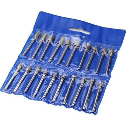 20 Pcs 3mm Shank Diamond Grinding Bits Head Mounted Burr Point Set For Jade Jewelry, Stone, Ceramic Grinding/ Carving/ Polishing