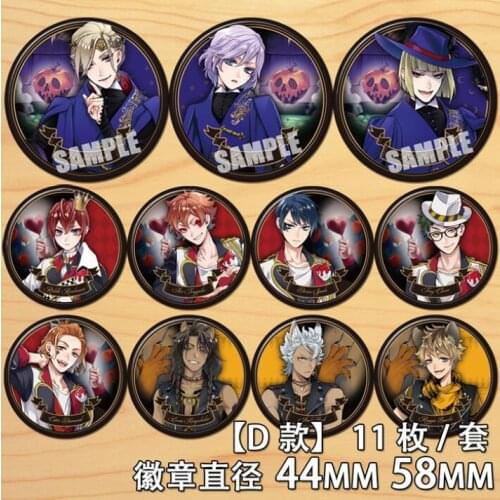 Anime Twisted-Wonderland Dire Crowley Riddle Rosehearts Grim Figure 6123 Badge Round Brooch Pin Gifts Kids Collection Toy