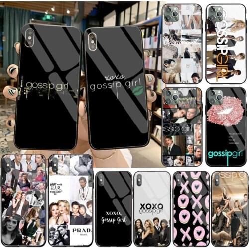 YJZFDYRM Gossip Girl Silicone Black Phone Case Tempered Glass For iPhone 11 Pro XR XS MAX 8 X 7 6S 6 Plus SE 2020 case