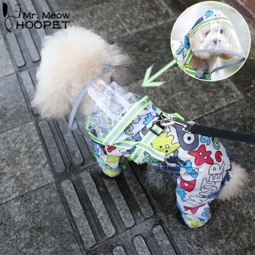 Hoopet Dog Raincoat Teddy Four-Legs Waterproof All-Inclusive Pet Outdoor Clothes Bichon Chihuahua Small Puppy Reflective Poncho