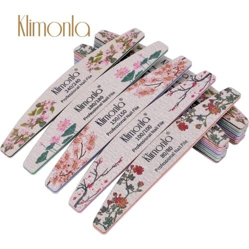 Hot Design Professional Half Moon Nail File 80/100/150/180/240 Grit Flower Printing Gray Sanding Polishing Nail Art Salon Tool