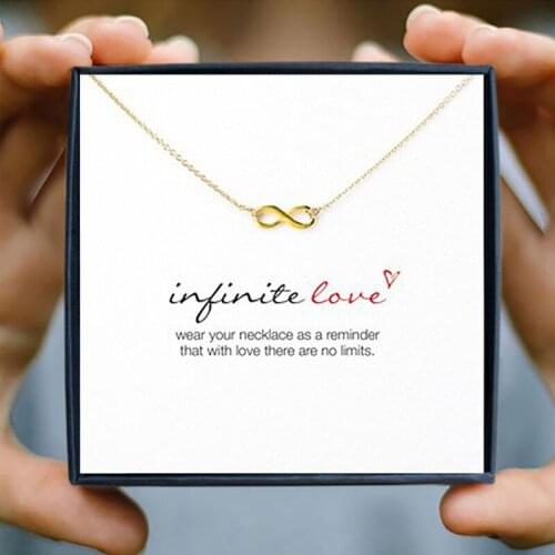 IcareU Infinite Love Infin Cross Necklace Unlimited 8 Gift Greeting Wish Card Short Gold Chain Clavicle Necklaces Jewelry 2021