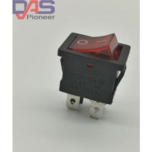 Rocker Switch KCD1-104 4 Pin 6A 250V 10A125VRed Button With Light On - Off