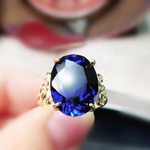 Blue sapphire ring Per jewelry 925 sterling silver 12*16mm 11ct big gemstone Fine jewelry J2113020