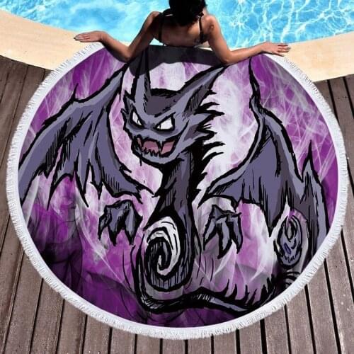Cartoon anime dragon Fringed beach towel Round beach towel strandlaken luxury beach towel Towel beach Towels Bath towel For home