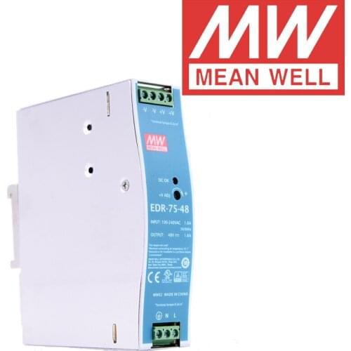 Mean Well EDR-75-48 meanwell 48V DC 1.6A 76.8W Single Output Industrial DIN RAIL Power Supply