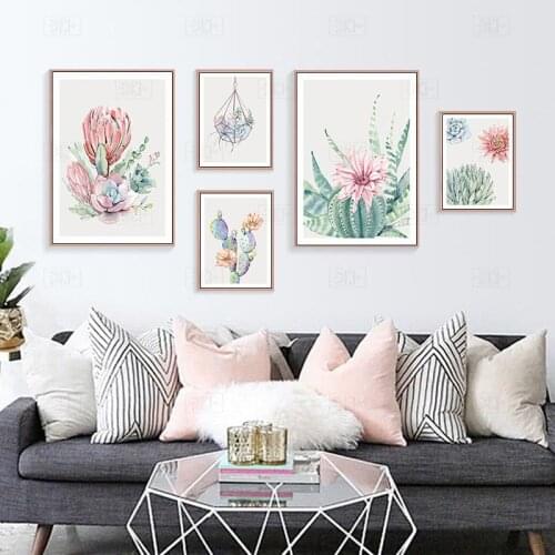 Nordic Minimalist Green Plant Art Canvas Painting Posters Cactus Prints Wall Art Poster Picture for Living Room Home Decor Al034