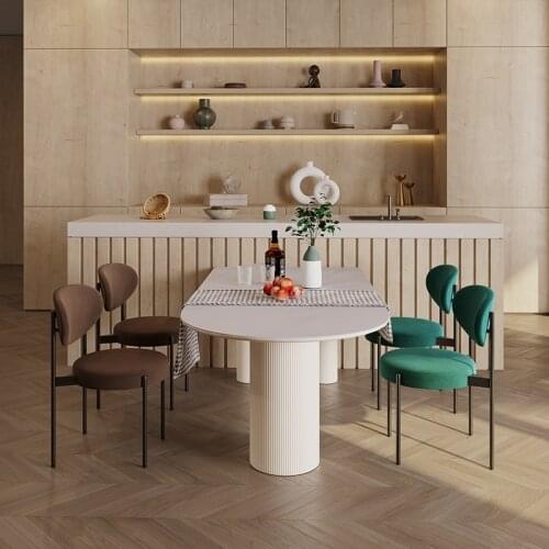 Louis Fashion Slate Dining Table and Chair Set in Minimalist Wood Foot Dining Room