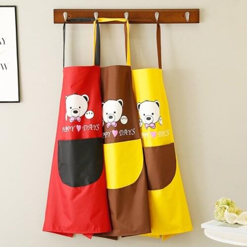Cartoon cute cat waterproof oil resistant kitchen apron bear apron adult cooking cafes Flower room Baking Overalls Hanging Neck