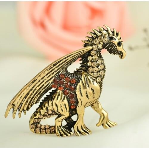 New Personality Set Restoring Ancient Ways Wing Dragon Man High-End Atmosphere Europe and The United States Alloy Brooch