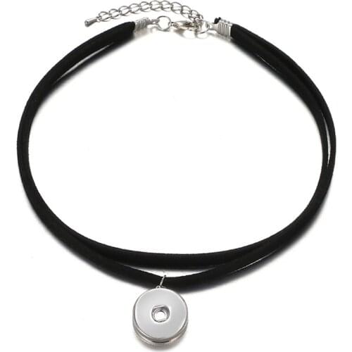 NEW Fashion DJ0101 Punk Goth Leather Collar Choker Funky charm snap Necklace fit 18MM snap buttons snap jewlery Lobster clasp