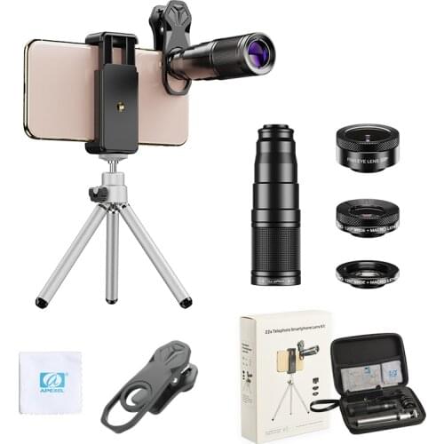 Phone Camera Lens Phone Lens for iPhone Samsung Huawei, 22X Telephoto Lens,120° Wide Angle,25X Macro lens,205° Fisheye Lens