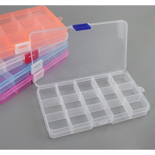 15 Grids Plastic Tool Storage Box Transparent Jewelry Box Organizer for Tools Small Gadget Electronic Parts Tackle Box Tool Case