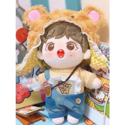 10/15/20cm Plush Doll Clothes Bear Hat Hoodie Top Overall Bag Shoes Accessories For Baby Dolls Plushies Kpop Dolls Outfit Gift