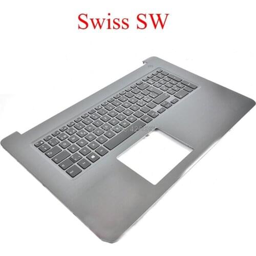 Laptop Palmrest For DELL For Inspiron 15 5565 5567 P66F 0PT1NY PT1NY Gray with Swiss SW keyboard upper case new