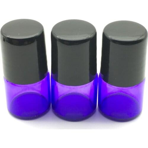 1pcs Empty 1cc Perfume Roll On Purple-blue Glass Bottle 1ml Refillable Roller Essential Oil Sample Container Test Vials