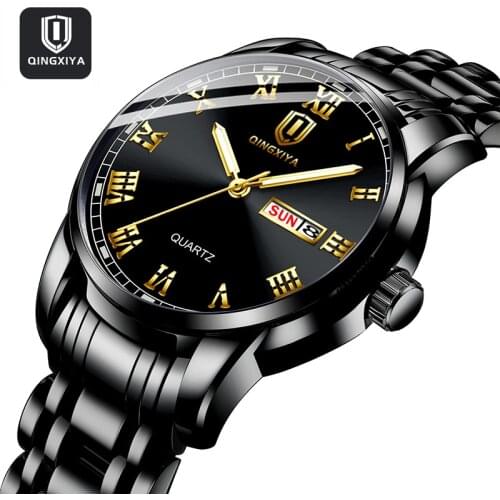 QINGXIYA Mens Stainless Steel Watch