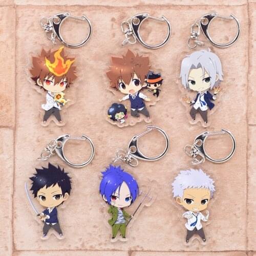 REBORN! Keychain Cute Double Sided Saitama Key Chain Pendant Acrylic Anime Accessories Cartoon Keyring