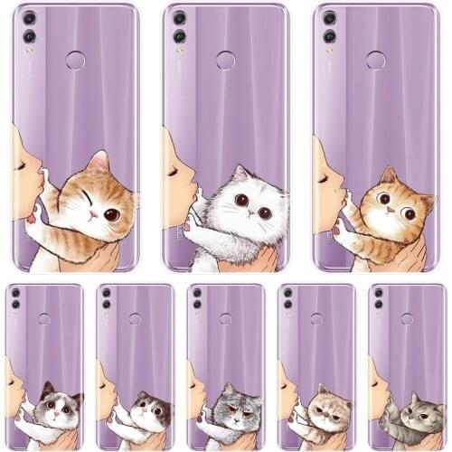 Silicone Phone Case For Huawei Honor 7 7S 7X 7A 7C Pro 10 9 8 8X MAX Kiss Cat Back Cover For Huawei Honor 7 8 9 10 Lite Case