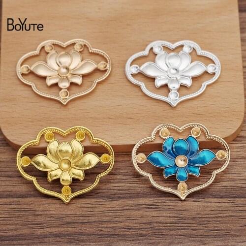 BoYuTe (20 Pieces/Lot) 39*31MM Alloy Flower Materials Handmade DIY Jewelry Accessories for Ancient Palace Hair Jewelry Making