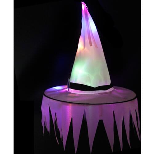 Lighted Glowing Halloween Luminous Witch Hat LED Makeup Costume Props Party Wizard Hats DIY Party Festival Decoration Christmas