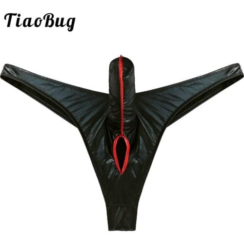 Mens Lingerie Bikini Briefs with Hole Closed Penis Sexy Lingerie Underwear Underpants Jockstraps Hot Gay Male Panties