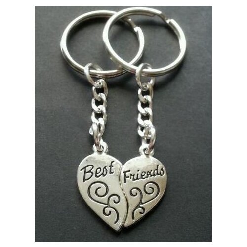 Vintage Silver Best Friends BFF Couple Keychain Heart Shape Handcuffs Key Chain For Keys Car Bag Key Ring Handbag Key Chains