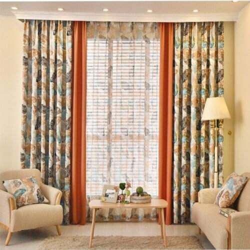 Custom curtains Maple Leaf American Pastoral Jacquard elegant splicing cloth blackout curtain tulle drapes N418