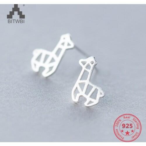 925 Sterling Silver Fashion Personality Simple Geometric Deer Elk Stud Earring Jewelry for Girl