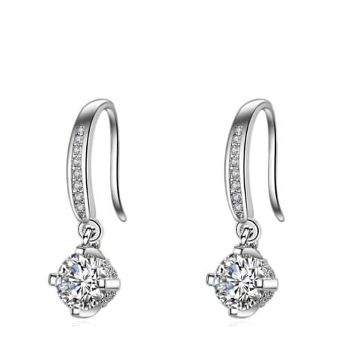 KOFSAC New 925 Sterling Silver Earrings For Women Temperament Shiny Zircon Drop Earring Jewelry Trendy Lady Valentines Day Gift