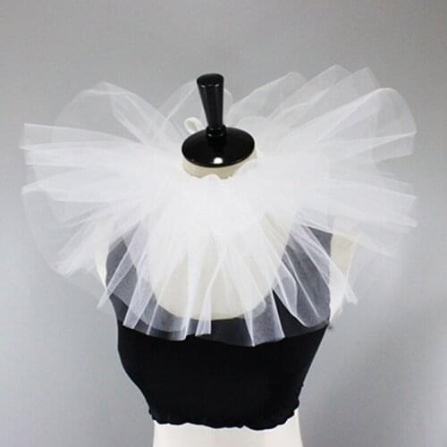 Women Vintage Mesh Neck Ruff Detachable Tulle Ruffle Collar Renaissance Victorian Halloween Cosplay Costume Clown Choker