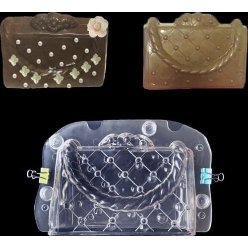 1pcs/lot New 3D Handmade Three-dimensional Lady Handbag Chocolate Mold Plastic Polycarbonate Bags Shaped Chocolate Making Tools