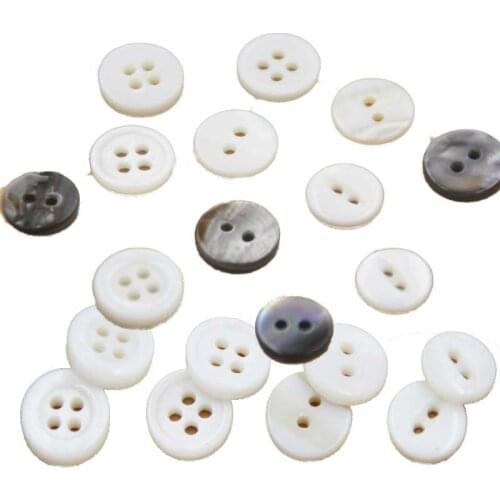 10 natural shell buttons, Round 2-hole hand-stitched buttons, 10mm / 11.5mm For shirts, trench coats and sweaters button