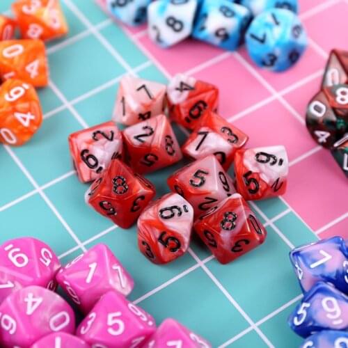 10pcs/set 10 Sided D10 Polyhedral Dices Numbers Dials Desktop Table Multi Sides Dice for Board Game