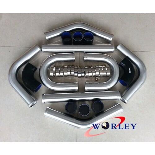 2.5" 64mm Aluminum Universal Intercooler Turbo Piping pipe Kit + BLACK hose kits