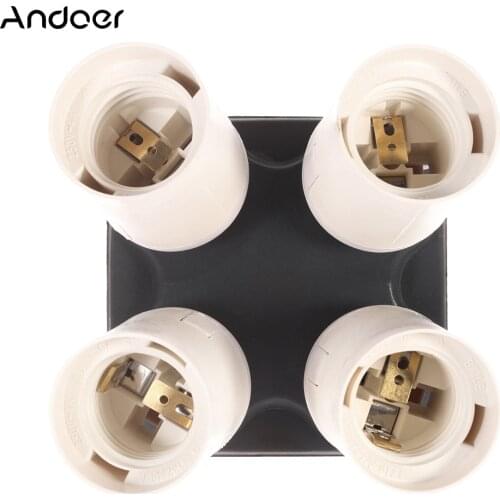 Andoer 4in1 E27 Base Socket Light Lamp Bulb Holder Adapter Splitter for Photo Video Film Photography Studio Softbox Accessories