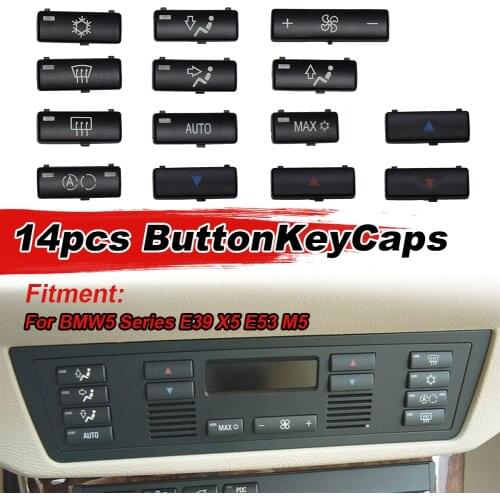 A/C Heater Button Key Caps Repair Kit Switch Button Cover For BMW 5 E39 X5 E53 M5 Heater Climate Control A/C Button Cover Caps