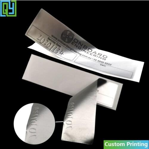 Free Shipping Custom Print 76x21mm Aluminum Foil Sticker Label Thick Silver Tamper-proof Warranty Write With Marks