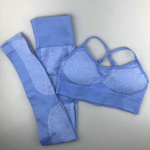 Seamless Yoga Set Women Fitness Sportswear Woman Gym Leggings + Padded Push-up Strappy Sports Bra Suit Sportswear