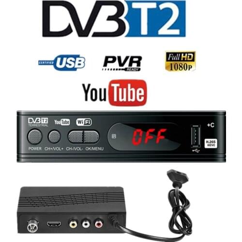 DVB-T2 DVB-C Digital TV Tuner Receiver WIFI HD Satellite Decoder TV Box M3U H.264 Youtube TV Receptor Dvb T T2 Russian Manual