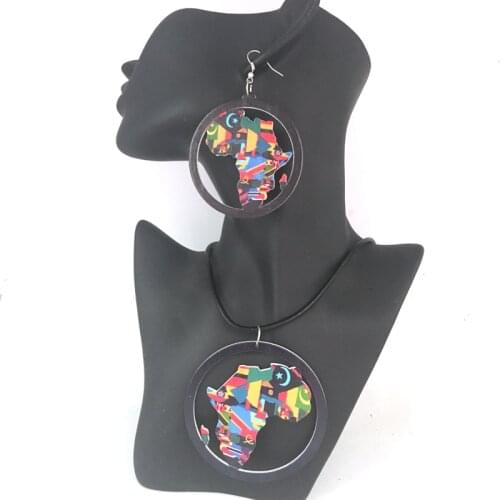 African Map Wooden earrings and necklace