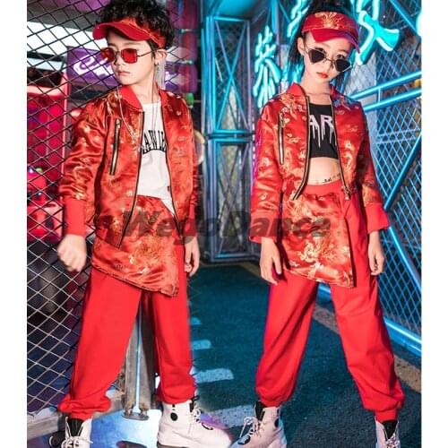 Hip-Hop Dance Costume Kids Chinese Style Girl Stage Outfit Performance Dance Clothes Boy Jazz Street Dance Wear