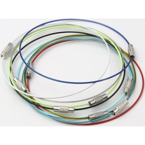 20 pieces Colors Stainless Steel Wire Round Key Chain Carabiner Cable Rope Key Ring Outdoor Hiking Wholesale Supply Accessories