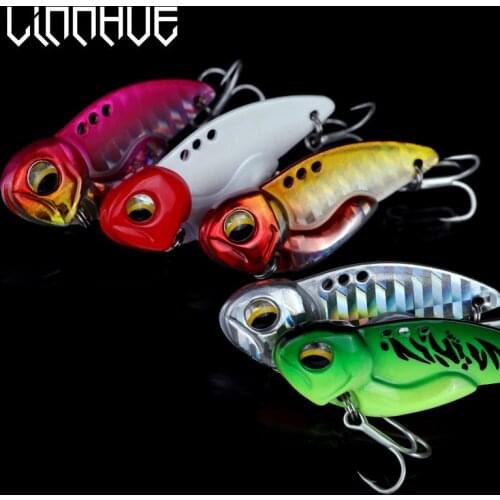 LINNHUE 1pcs Fishing Lure Metal VIB Blade Bait 7g 10g 16g 20g 3D Eyes Laser Hard Bite VIB Bass Spoon Spinner Sinking Bite Tackle