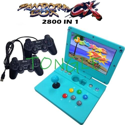 Mini arcade Portable Clamshell Pandora Box CX 2800 in 1 original arcade joystick can save game High score record Can add games