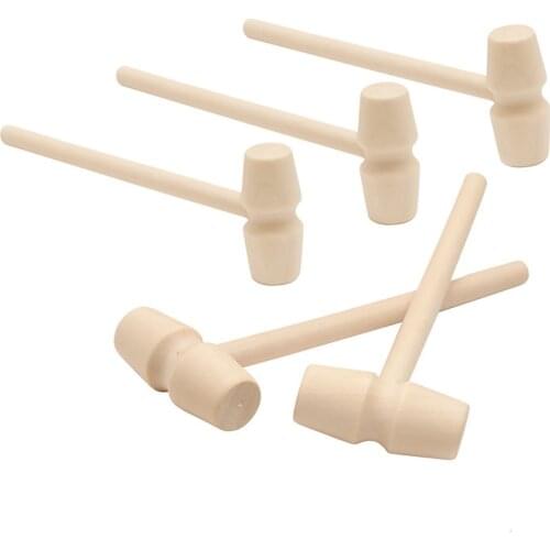 5Pcs Unfinished Wood Craft Mini Wooden Hammer Mallet Pounding Toy Creative Beating Toys Handmade Toy for Boys Girls Children