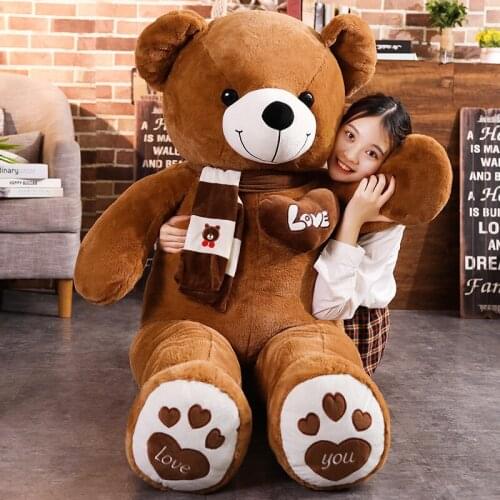 High Quality 80/100CM 4 Colors Teddy Bear With Scarf Stuffed Animals Bear Plush Toys Teddy Bear Doll Lovers Birthday Baby Gift